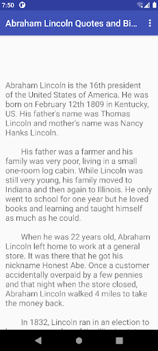 Abraham Lincoln Quotes and Bio Screen 3