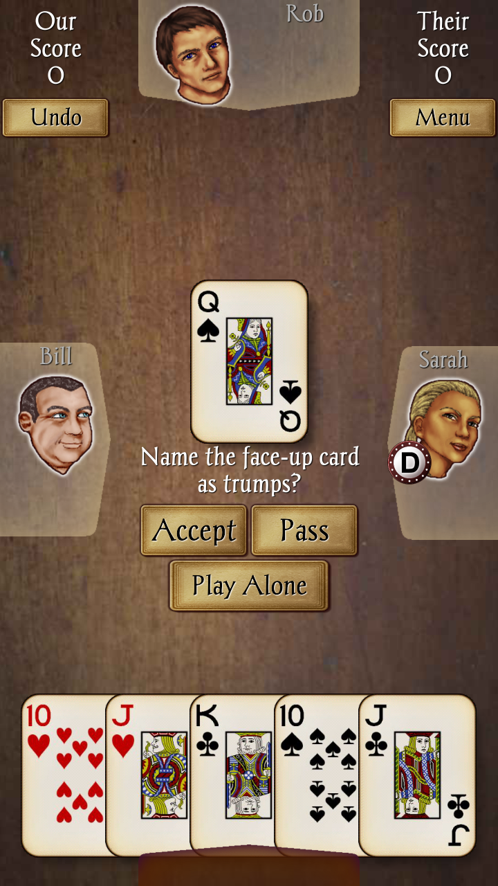 Android application Euchre screenshort