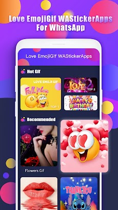 Love EmojiGif WAStickerApps For WhatsAppのおすすめ画像1