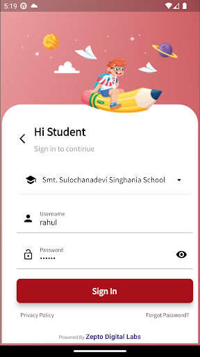 Android application Quest ERP - Parents & Students screenshort