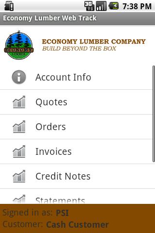 Economy Lumber Web Track Screen 2