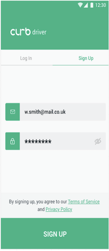 Android application Curb Driver screenshort