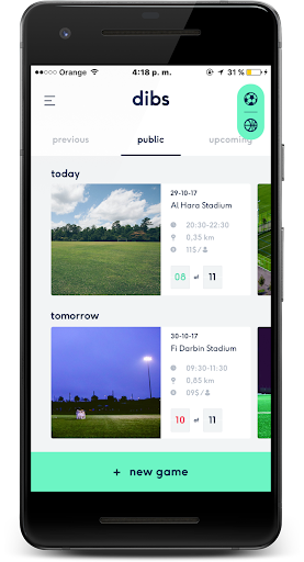 Android application dibs screenshort