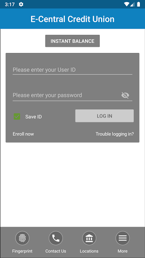 E-Central CU Mobile Banking Screen 2