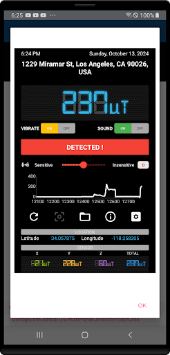 Screenshot of Magnetic Field Meter