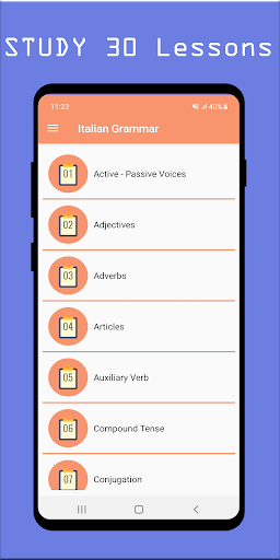 Android application Italian Grammar screenshort