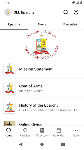 Android application Eparchy of Our Lady of Lebanon screenshort
