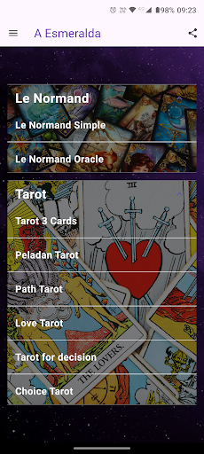 Android application The Emerald Tarot Reading screenshort