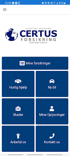 Android application Certus forsikring screenshort