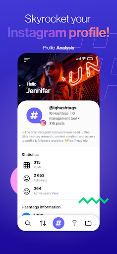 Android application IQ Hashtags screenshort