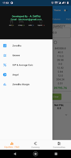 Android application Brokerage Calculator for India screenshort