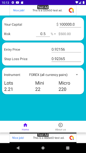 Android application Lots Calculator screenshort