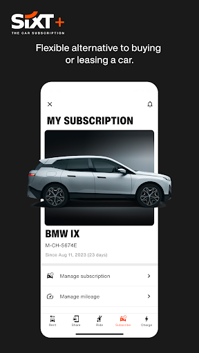 Screenshot of SIXT rent. share. ride. plus.