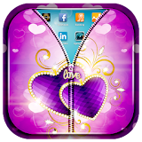 Purple Love Zipper Lock Screen icon
