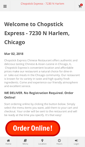 Android application Chopstick Express Chicago screenshort