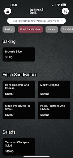 Android application Dedwood Deli screenshort