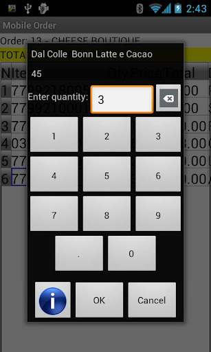 Cloud-In-Hand® Mobile Order Screen 2