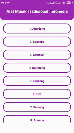 Android application Alat Musik Tradisional screenshort