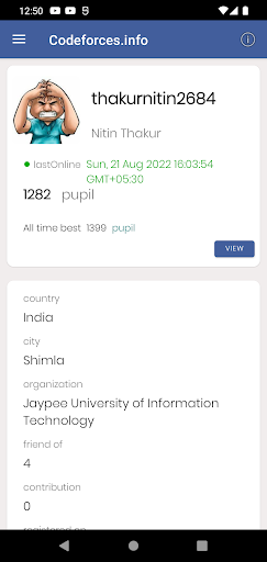 Android application Codeforces.info screenshort
