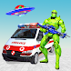 フラインググランドセフトオートファイブ救急車ロボットカートランスフォーム：ロボットゲーム