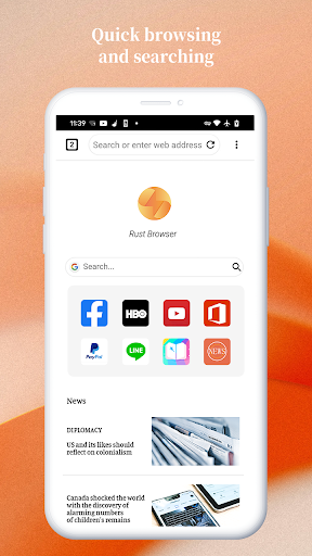 Android application Rust Fast& Secure Browser screenshort