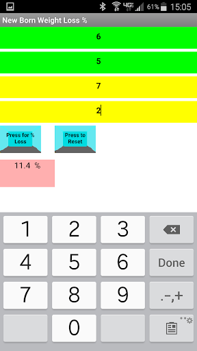 Android application Newborn Weight Loss screenshort