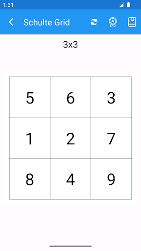 Android application Schulte Grid screenshort