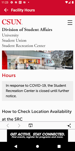 CSUN Student Recreation Center Screen 2