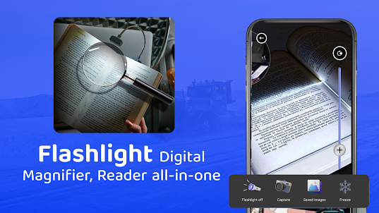 Magnifier app with light
