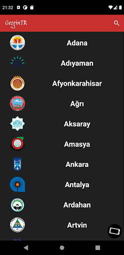 Android application Gezgin screenshort