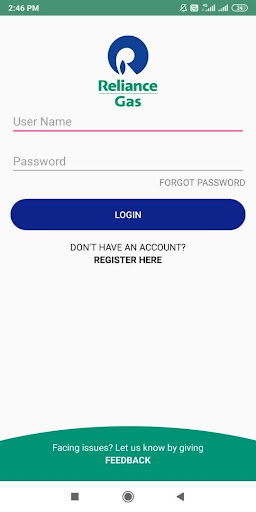 Android application Reliance Gas Customer App screenshort
