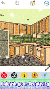 Kitchen Paint by Number Book: Glitter, Color Pages