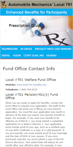 Local 701 Benefits Screen 2