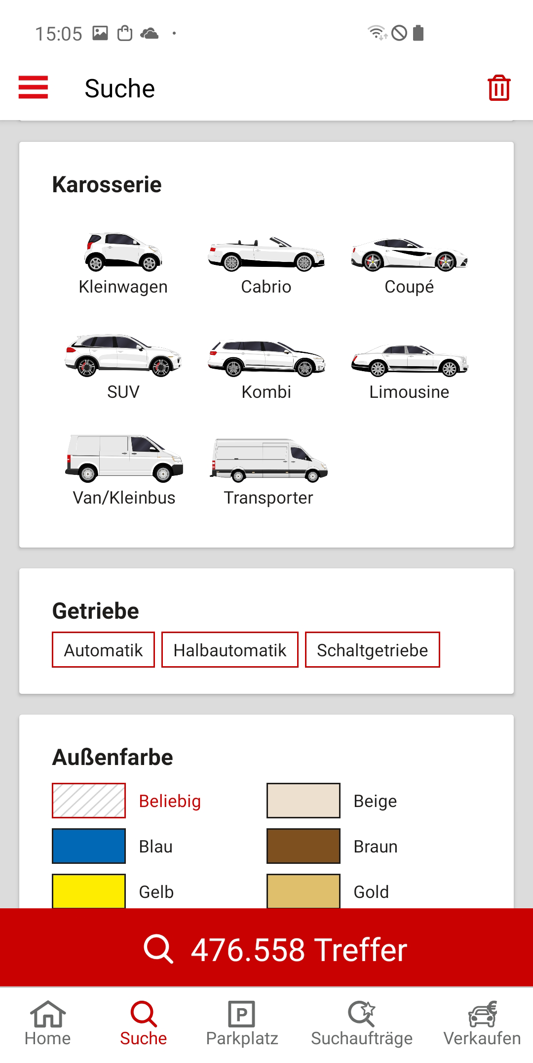 Android application PKW.de - Gebrauchtwagen-Börse screenshort