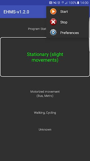 Android application EHMS - Human Mobility Sensing screenshort
