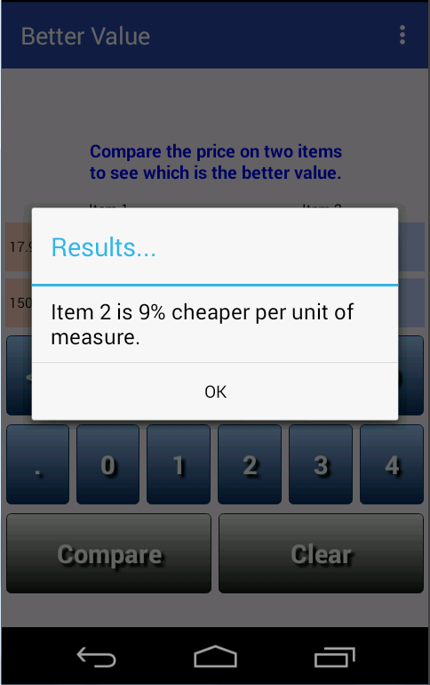 Android application Better Value screenshort