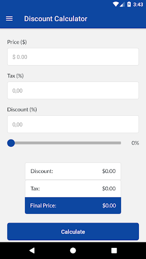 Android application Discount Calculator screenshort