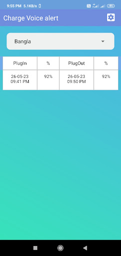 Charging voice alert Screen 3
