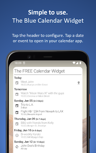 The Blue Calendar Widget Screen 3