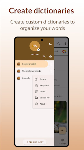 Android application Create Dictionary screenshort