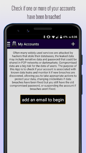Android application Hacked Leaks Checker screenshort
