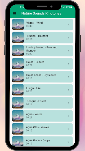 Android application Nature Sounds Ringtones screenshort