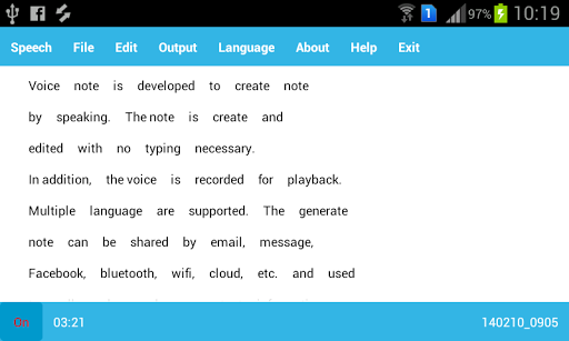 Android application Dictation Note Trial screenshort