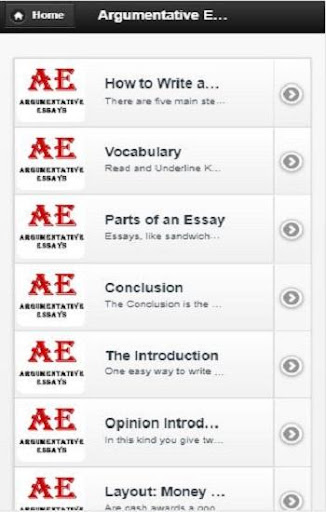 Android application Argumentative essay screenshort