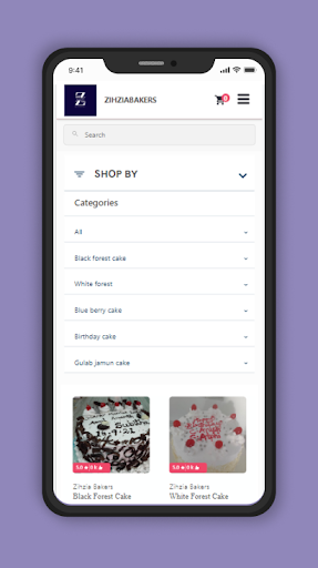 Android application Zihzia Bakers screenshort