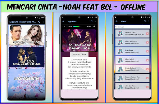 Lagu Lirik Mencari Cinta Ariel Noah Ft BCL