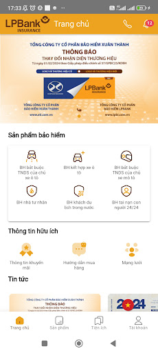 Android application Bảo hiểm LPBank screenshort