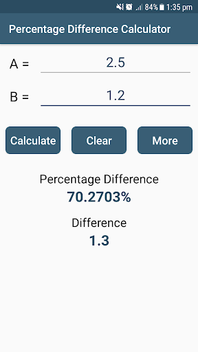 Percentage Difference Calc Screen 3