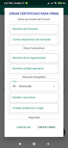 Creador Certificados de Firma Screen 2
