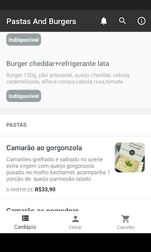 Pastas And Burgers Screen 2